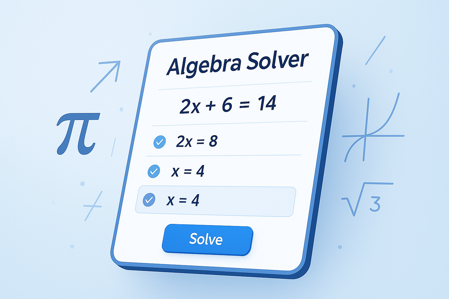 Algebra Solver: Solve Equations Step by Step Online